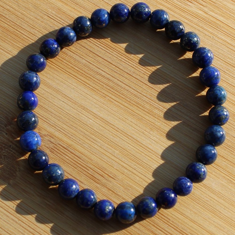 5-6mm Lapis Lazuli Polished Stretch Bracelet
